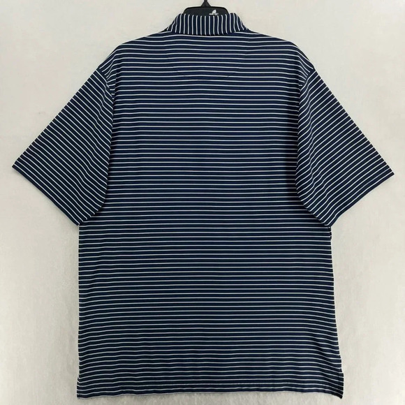 Donald Ross Golf Polo Shirt Mens L Blue Striped 3-Button Collared Short Sleeves - Picture 2 of 12